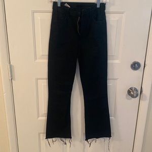 Mother denim Hustler Ankle Fray Jeans Black